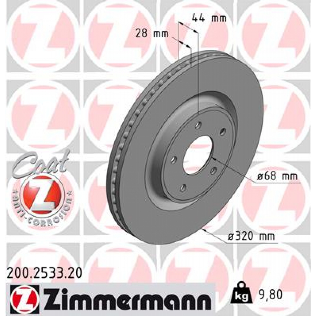 Гальмівний диск ZIMMERMANN 200.2533.20 - зображення 1