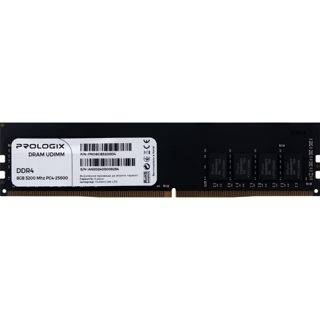 Модуль пам'яті для комп'ютера DDR4 8GB 3200 MHz Prologix (PRO8GB3200D4) - зображення 1