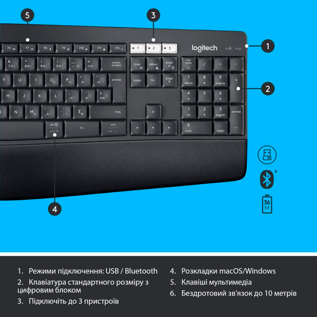 Комплект Logitech MK850 Performance Wireless UA (920-008226) - зображення 7