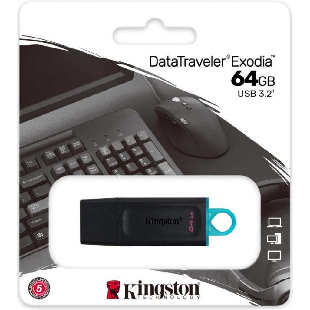 USB флеш накопичувач Kingston 64GB DataTraveler Exodia Black/Teal USB 3.2 (DTX/64GB) - зображення 5