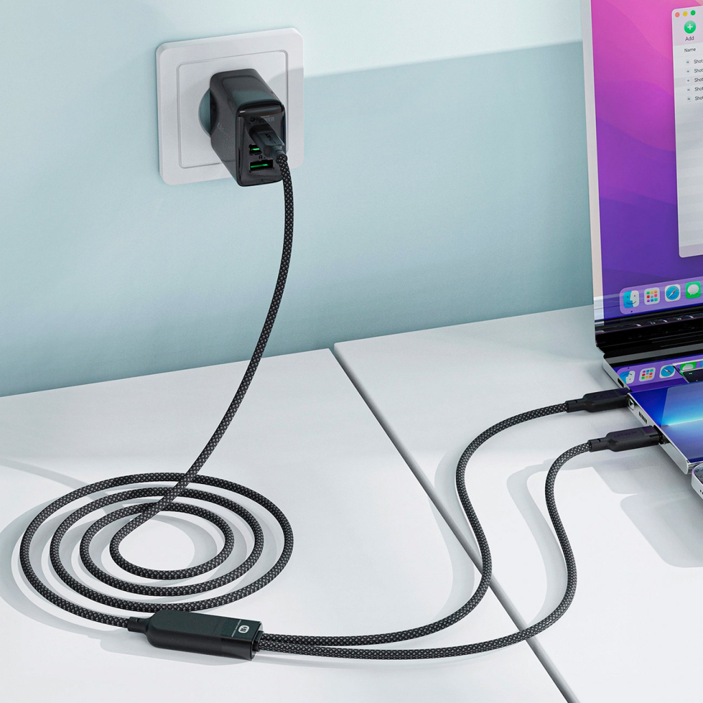 Дата кабель USB-C to 2xUSB-C 0.8m 100W Acefast (6974316280149) - зображення 7
