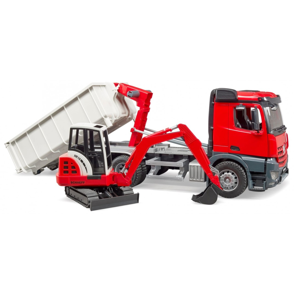 Спецтехніка Bruder автомобіль MB Arocs з будівельним контейнером та міні-екскаватор Schaeff (03624) - зображення 4