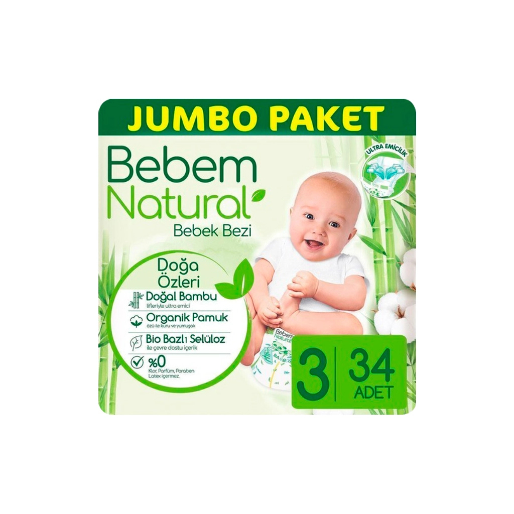 Підгузки Bebem Natural 3 midi 4-9 кг 34 шт (8690536806010) - зображення 2
