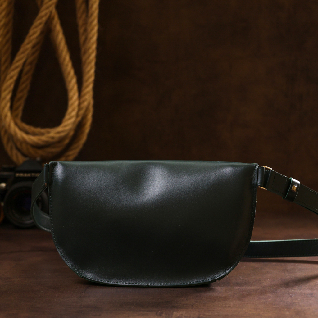 Сумка Shvigel Шкіряна на пояс Зелена (16390) - зображення 9