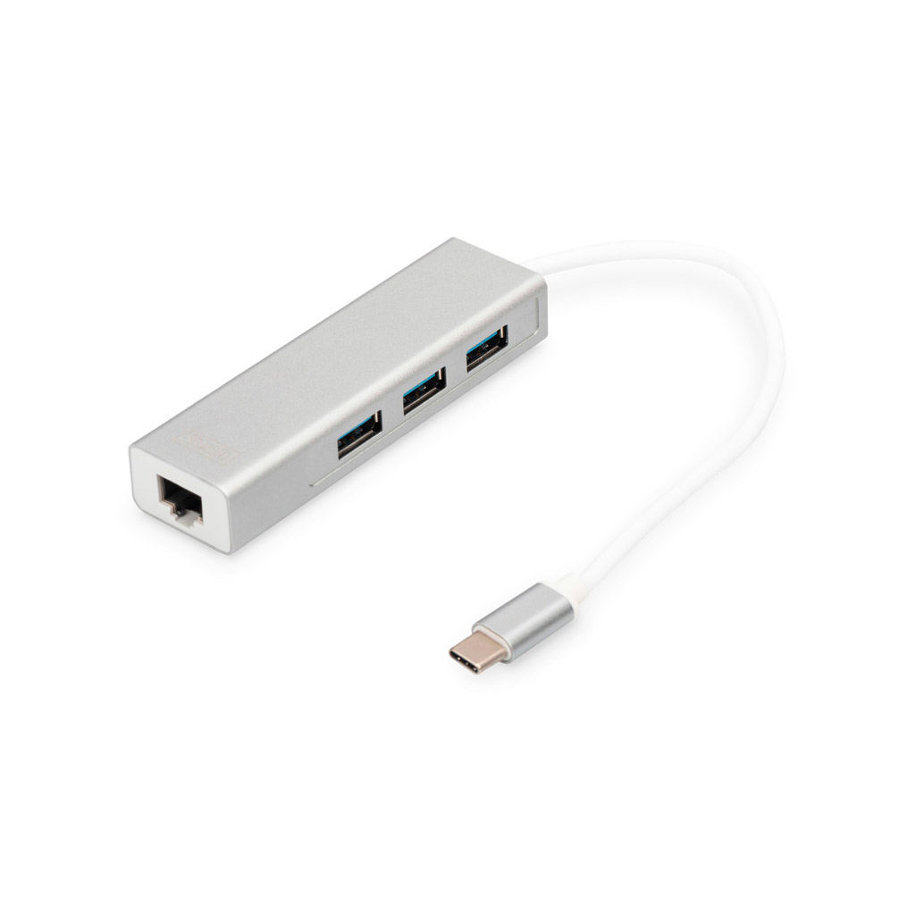 Концентратор Digitus USB-C - USB 3.0 3 Port Hub + Gigabit Ethernet (DA-70255) - зображення 1