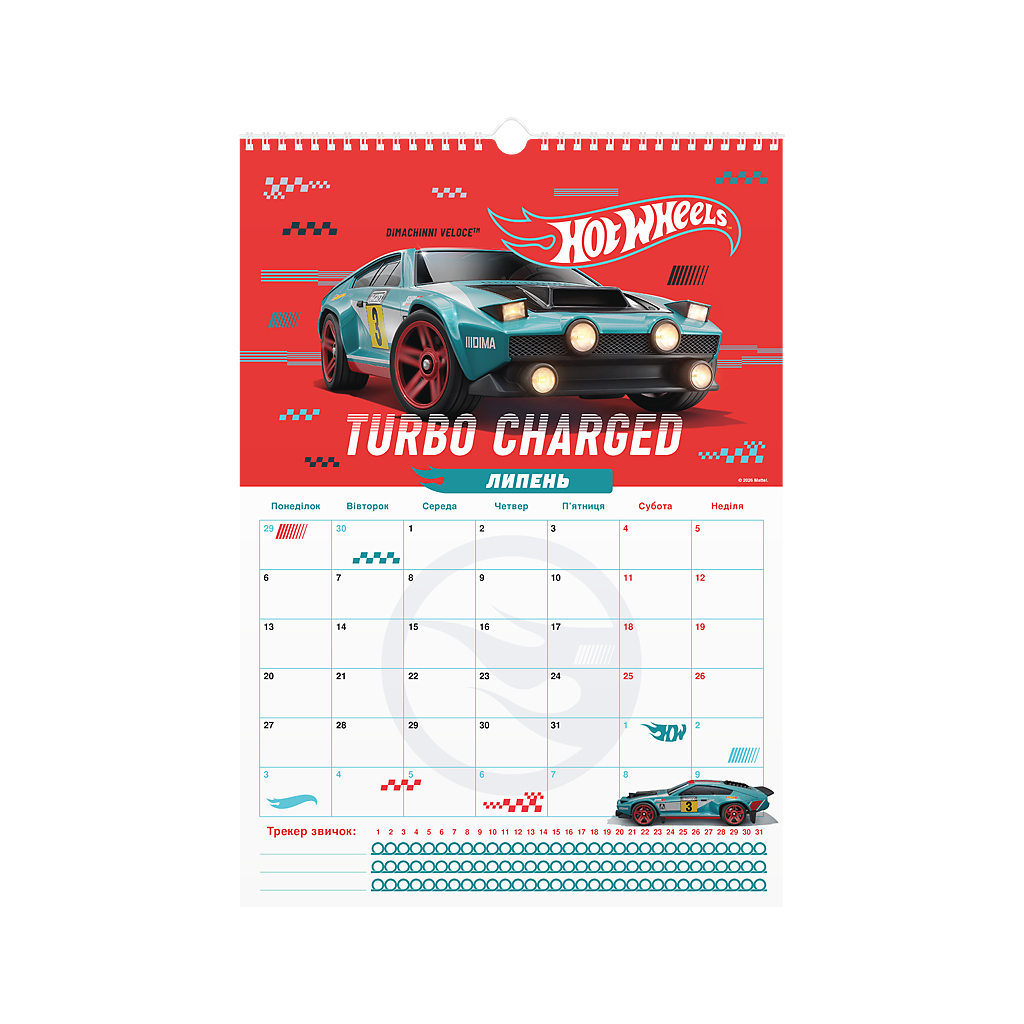 Календар Kite планер настінний Hot Wheels 2026 рік (HW26-440) - зображення 8