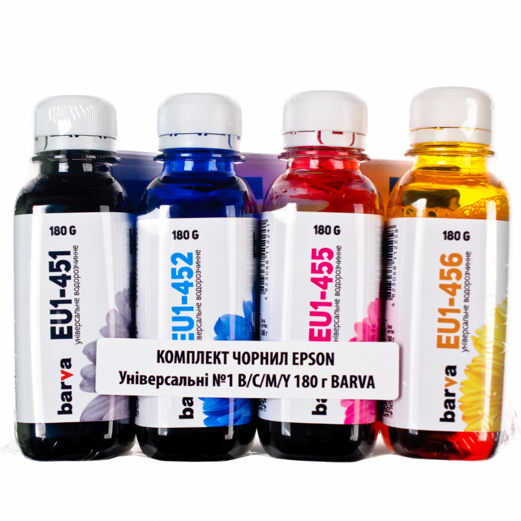 Чорнило Barva Epson universal 1, water-soluble, 180г*4 B/C/M/Y (EU1-180-MP) - изображение 2