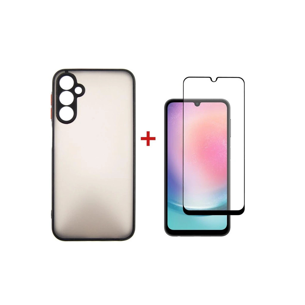 Чохол до мобільного телефона Dengos Kit for Samsung Galaxy A24 case + glass (Black) (DG-KM-15) - зображення 1