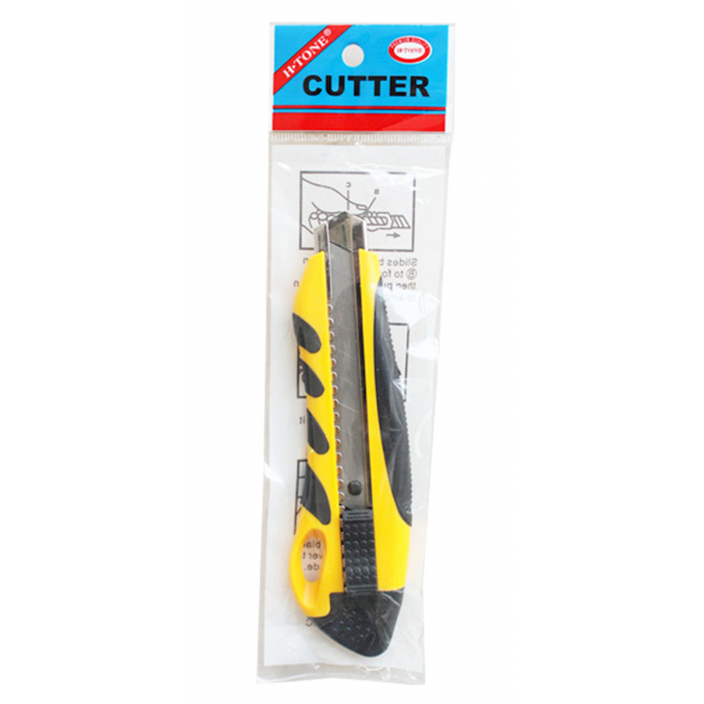 Ніж канцелярський H-Tone 18 мм жовтий з гумовими вставками (KNIFE-HT-JJ40607-18) - зображення 2