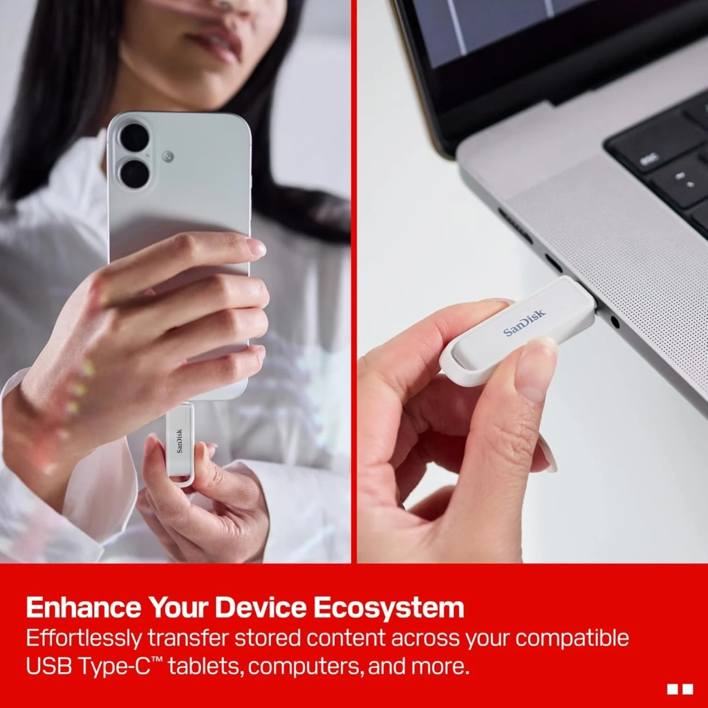 USB флеш накопичувач SanDisk 128GB Phone Drive Arctic White Type-C USB 3.2 (SDIXS0N-128G-GN6NE) - зображення 5