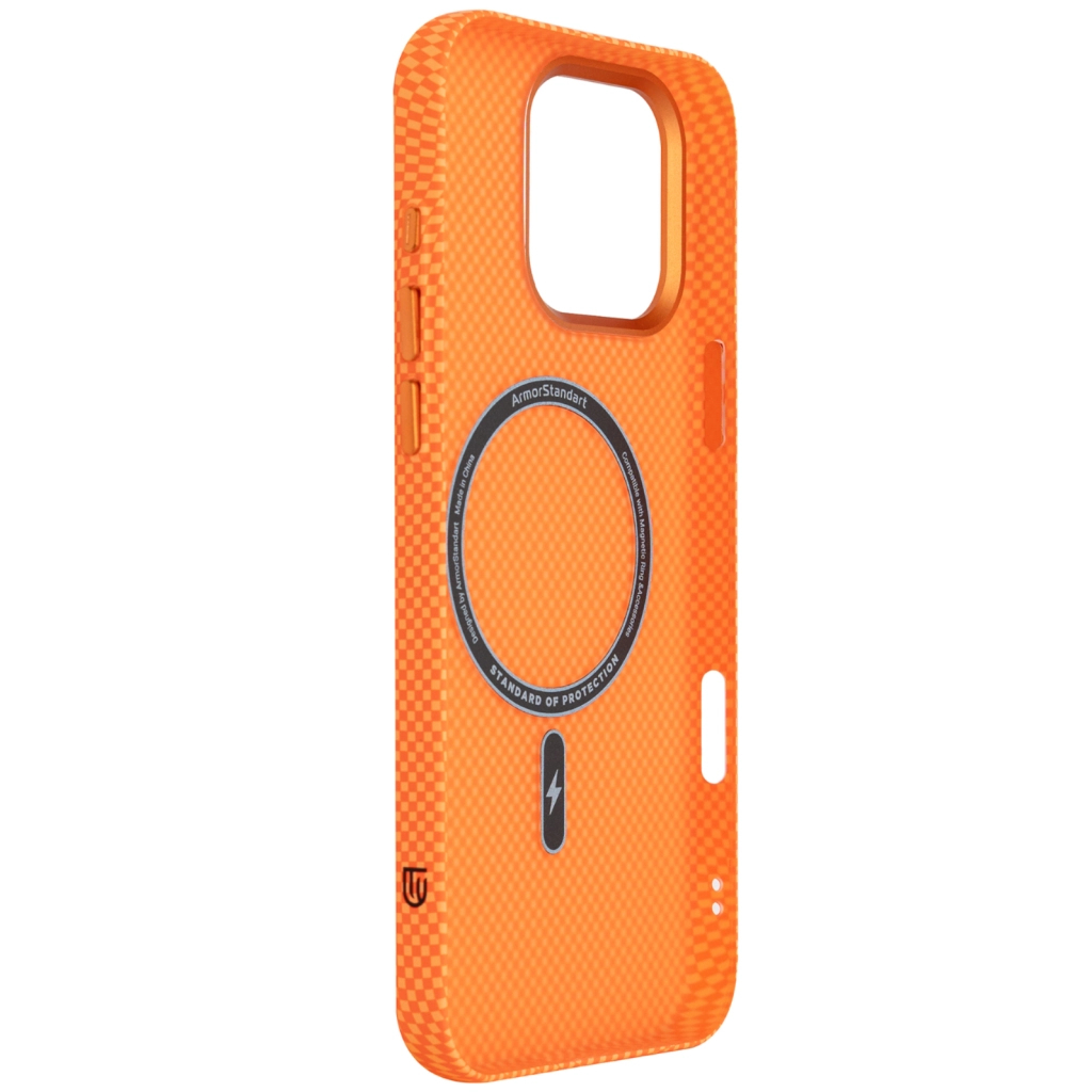 Чохол до мобільного телефона Armorstandart LikeCarbon2 MagCase Apple iPhone 16 Pro Max Kevlar Orange (ARM88595) - зображення 4