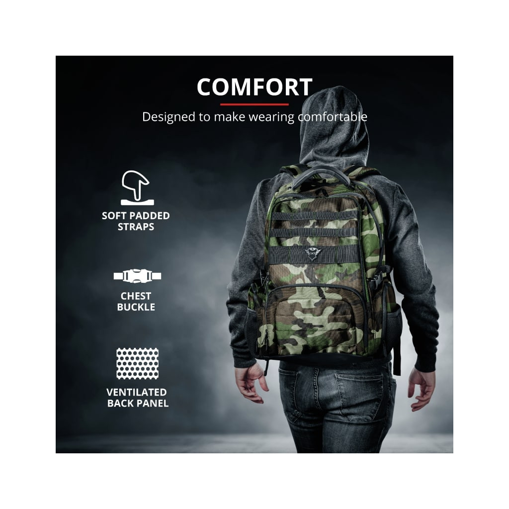 Рюкзак для ноутбука Trust 17.3" GXT 1250G Hunter Gaming, green camouflage (23868) - зображення 12