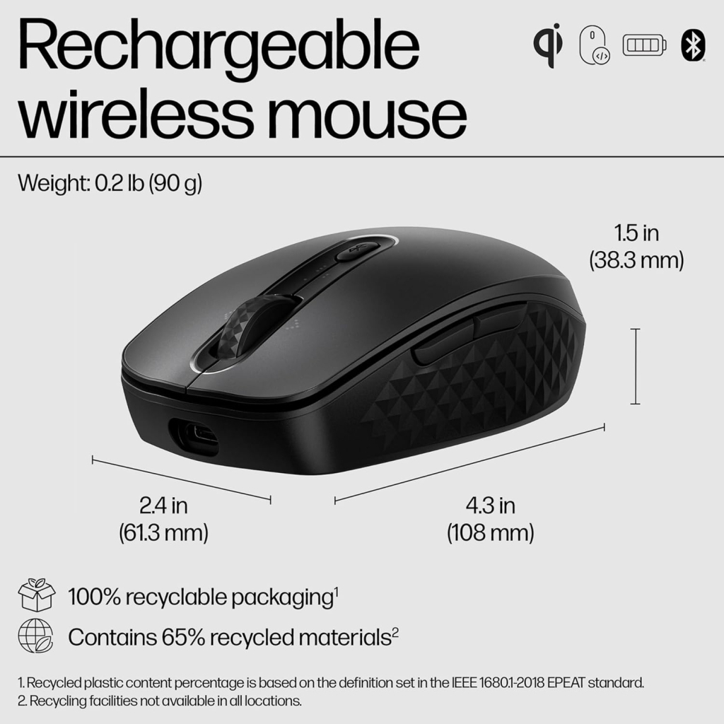 Мишка HP 690 Rechargeable Bluetooth Black (7M1D4AA) - зображення 7