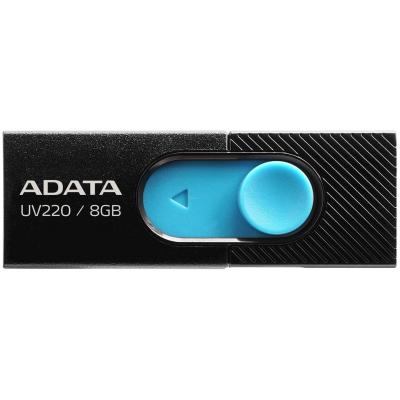 USB флеш накопичувач ADATA 8GB UV220 Black/Blue USB 2.0 (AUV220-8G-RBKBL) - зображення 1