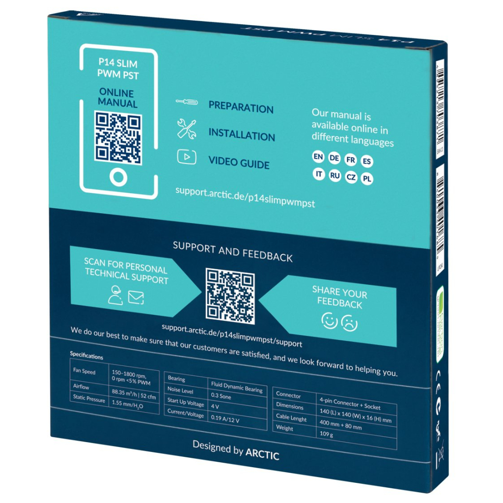 Кулер до корпусу Arctic P14 SLIM PWM PST (ACFAN00268A) - зображення 6