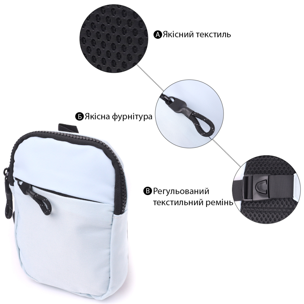 Сумка Vintage Слінг для подорожей з текстилю Блакитна (22868) - зображення 4