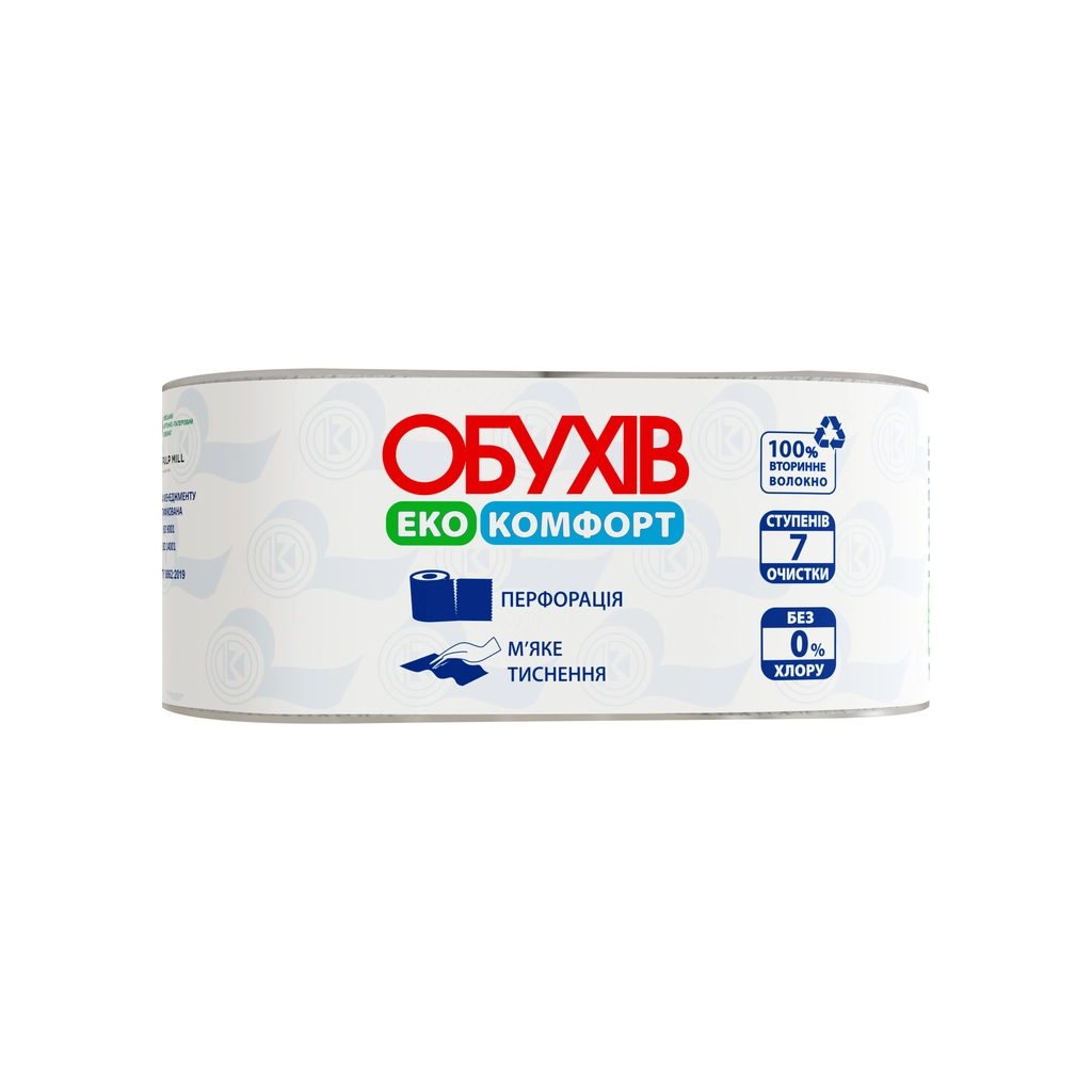Туалетний папір Обухів Еко Комфорт 1 шар 2 рулони (4820003838679) - зображення 1