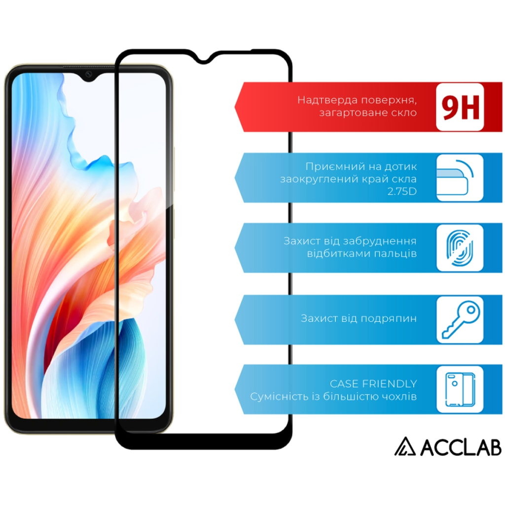 Скло захисне ACCLAB Full Glue Oppo A38 4G Black (1283126588570) - зображення 3