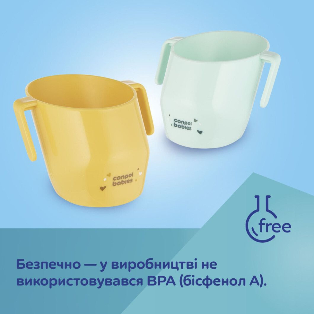 Набір дитячого посуду Canpol babies ергономічна кружка для навчання самостійного пиття, жовта (74/060_yel) - зображення 9
