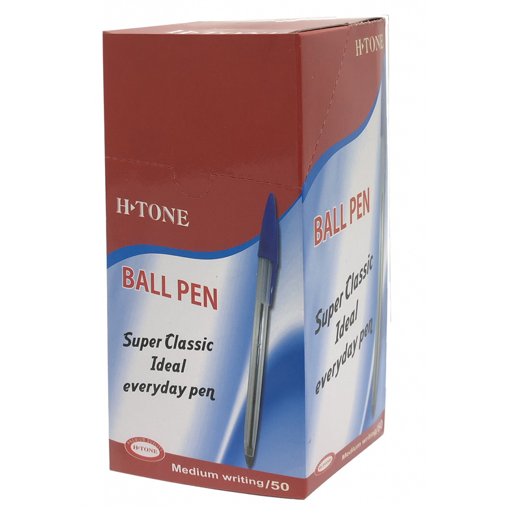 Ручка кулькова H-Tone 0,7 мм, синя, уп. 50 шт (PEN-HT-JJ20103-BL) - зображення 2