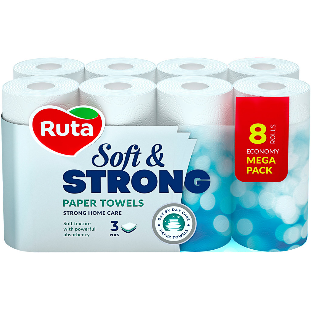 Паперові рушники Ruta Soft & Strong 3 шари 8 рулонів (4820202891079) - зображення 1
