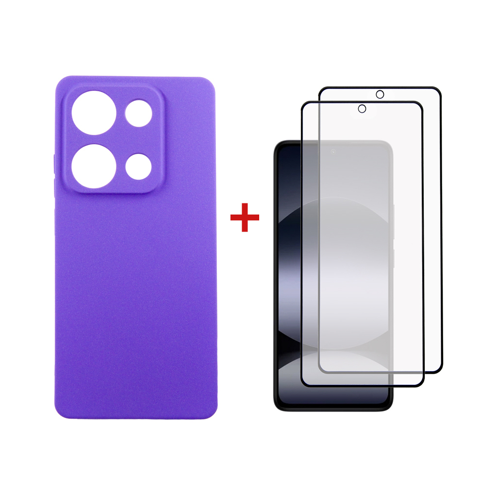 Чохол до мобільного телефона Dengos Xiaomi Redmi Note 14S Carbon + glass 2pcs (Purple) (DG-CTG2P-16) - зображення 1