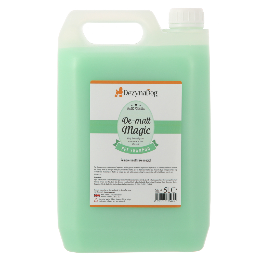 Шампунь для тварин Dezynadog De-Matt Magic для сухої пошкодженої шерсті від ковтунів і сплутування, для довгошерстих порід 5 (5052372034805) - зображення 1