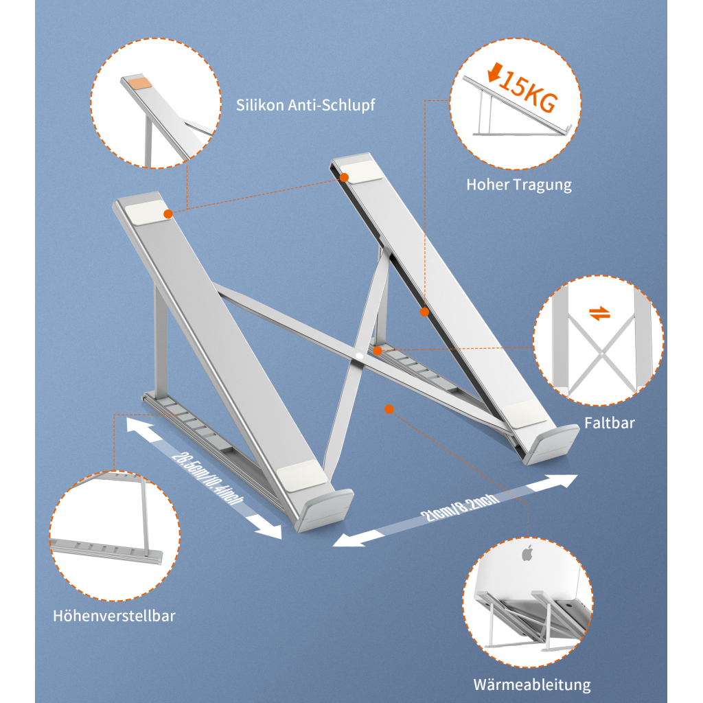 Підставка до ноутбука Choetech до 17", алюміній, компактна конструкція (H055-GY) - зображення 4