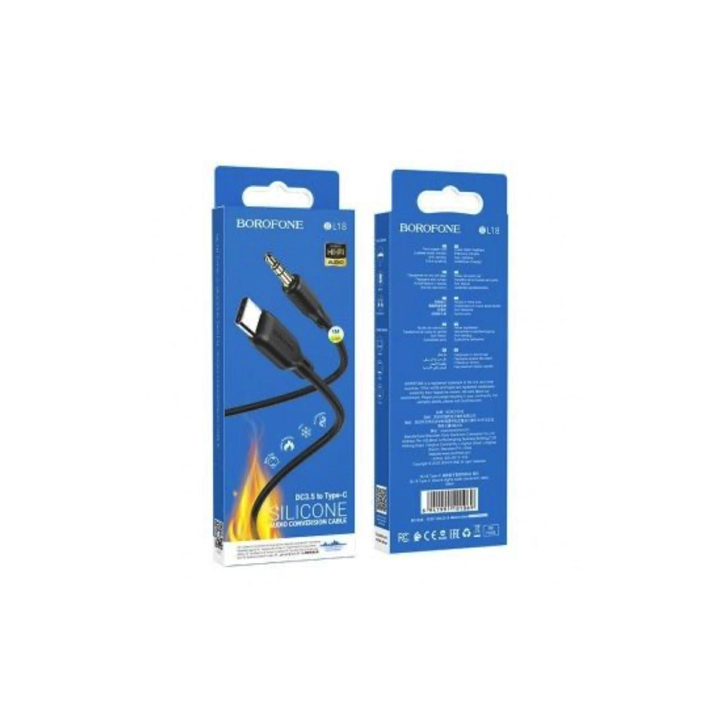Кабель мультимедійний USB-C to 3.5mm M 1.0m silicone black BOROFONE (6941991101069) - зображення 4