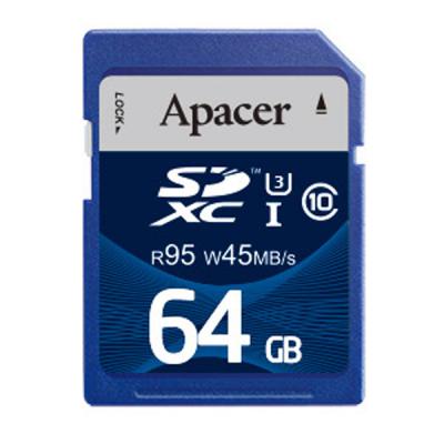 Карта пам'яті Apacer 64GB SDHC UHS-I 95/45 Class10 (AP64GSDXC10U3-R) - зображення 1