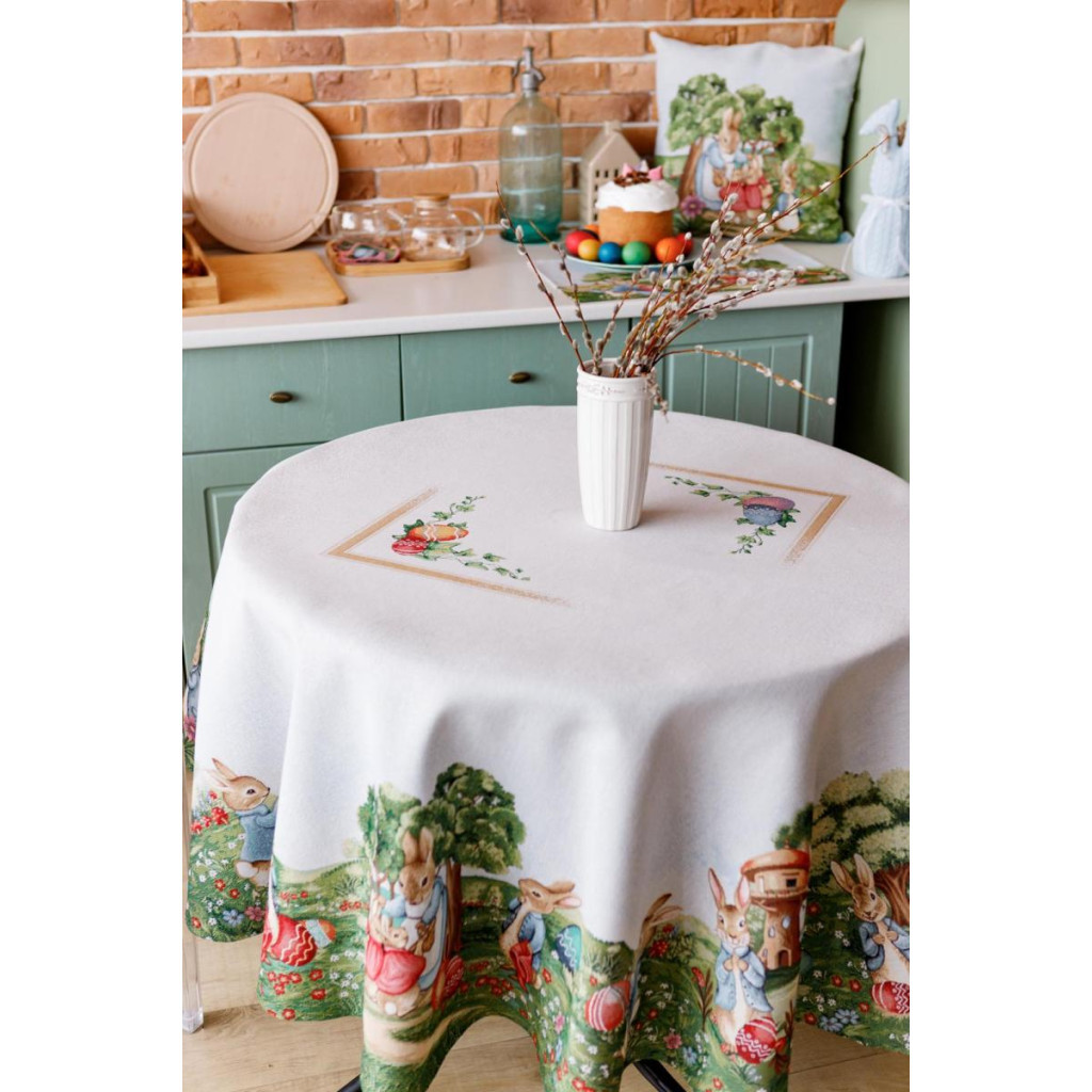 Скатертина Прованс гобеленова Галявина D-136 см (034135) - зображення 6