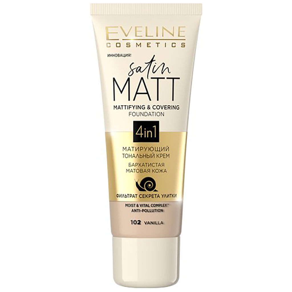 Тональний крем Eveline Cosmetics Satin Matt 102 - Vanilla 30 мл (5901761997620) - зображення 1