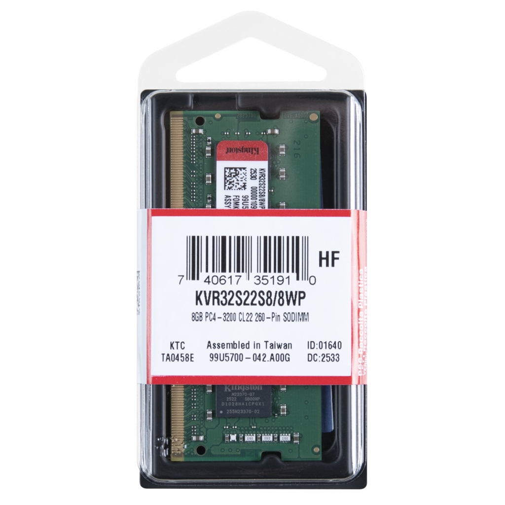 Модуль пам'яті для ноутбука SoDIMM DDR4 8GB 3200 MHz Kingston (KVR32S22S8/8WP) - зображення 2