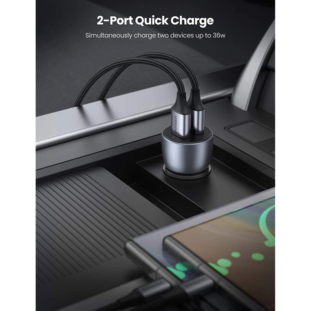 Зарядний пристрій Ugreen CD213 2xUSB Fast Car Charger (Dark Blue) (UGR-10144) - зображення 3