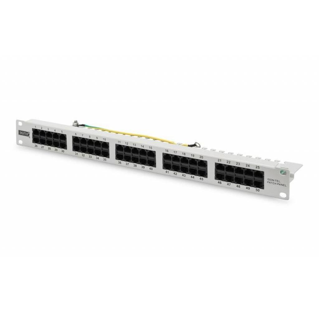 Патч-панель Digitus 19" 1U 50 портов cat.3 UTP в сборе, grey (DN-91350-1) - изображение 1