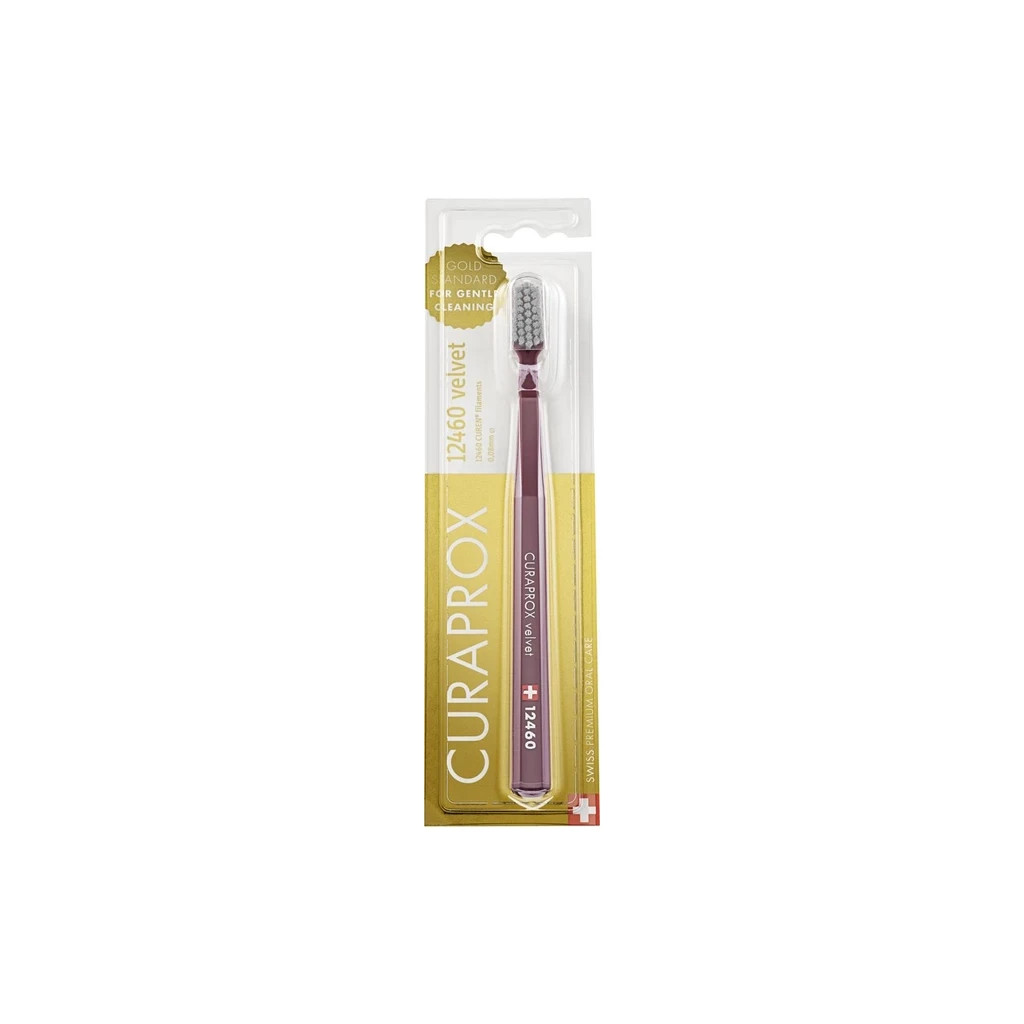 Зубна щітка Curaprox 12460 Velvet Ультрам'яка Темно-червона із сірим (CS 12460-10) - зображення 1