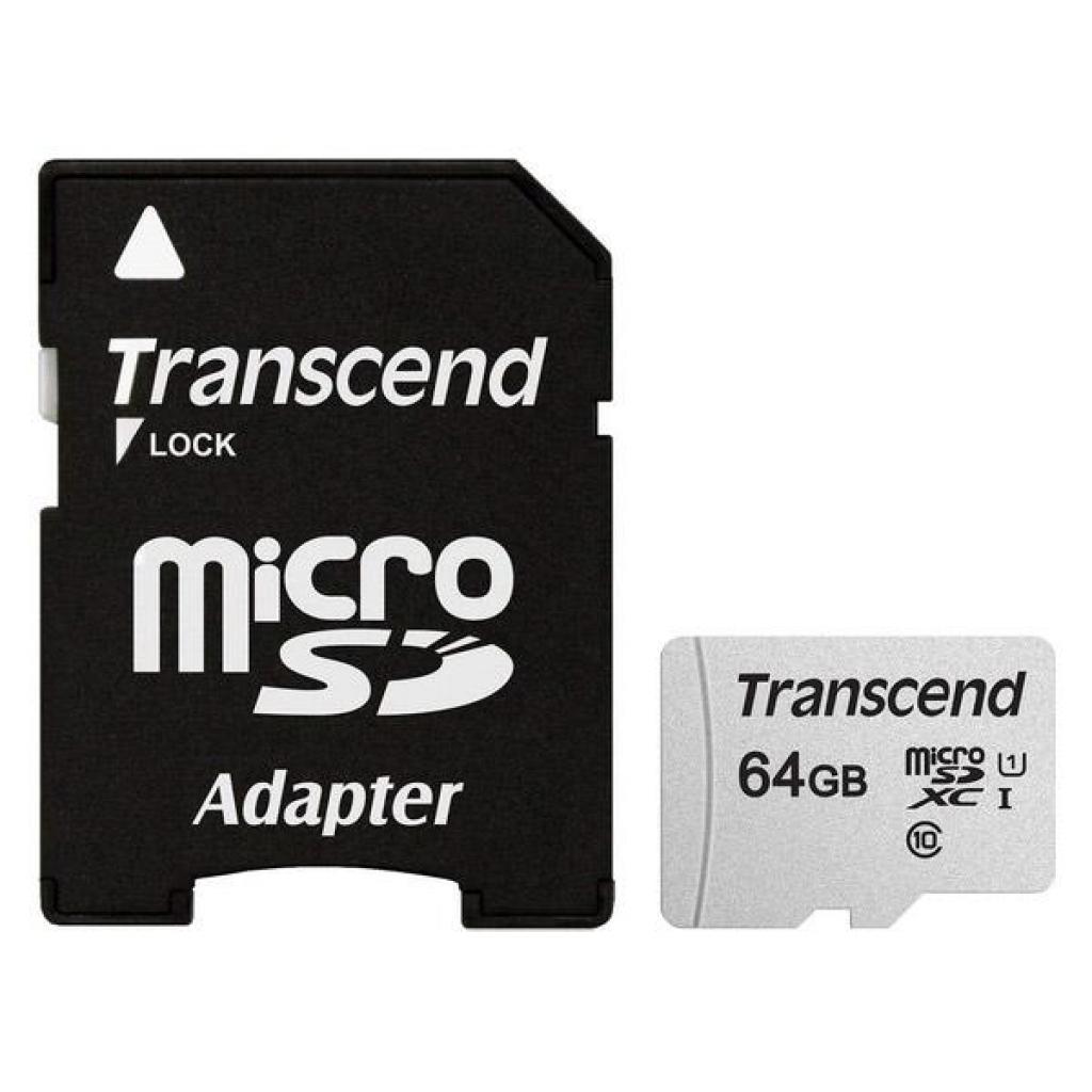 Карта пам'яті Transcend 64GB microSDXC class 10 UHS-I U1 (TS64GUSD300S-A) - зображення 1