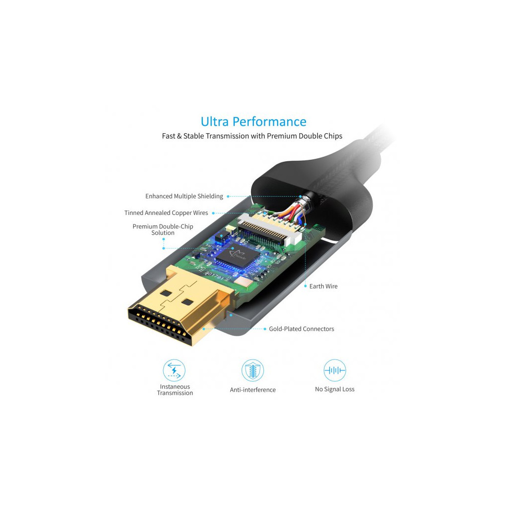 Кабель мультимедійний USB-C to HDMI 1.8m 4K 60Hz Choetech (CH0021-BK) - изображение 4