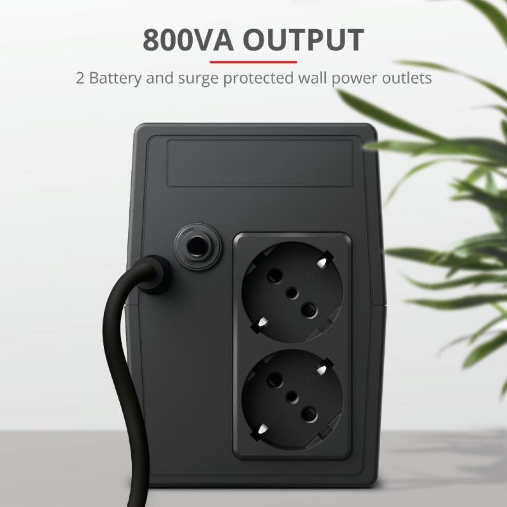 Пристрій безперебійного живлення Trust Paxxon 800VA UPS 2 Outlets (23503_TRUST) - зображення 8