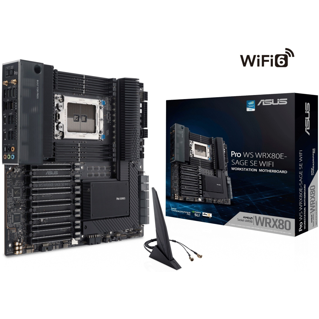 Серверна материнська плата ASUS PRO WS WRX80E-SAGE SE WIFI sWRX8 WRX80 8xDDR4 M.2 WiFi BT EATX (90MB1590-M0EAY0) - изображение 2