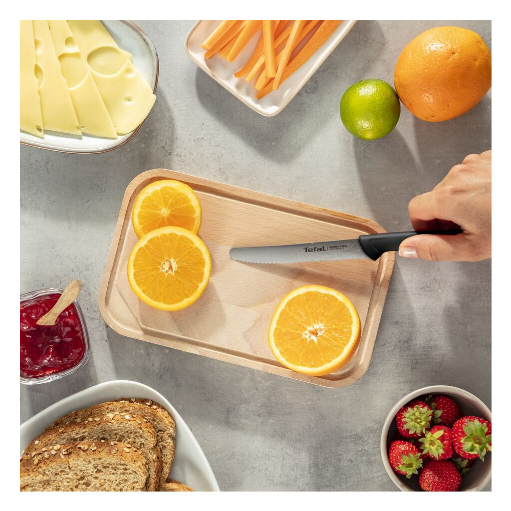 Кухонний ніж Tefal ColorFood зубчастий 10 см Чорний (K2731304) - зображення 6
