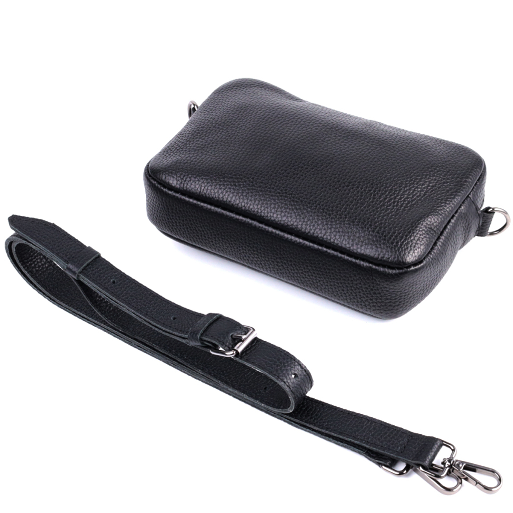 Сумка Shvigel Крос-боді з зернистої натуральної шкіри Чорна (22842) - зображення 6