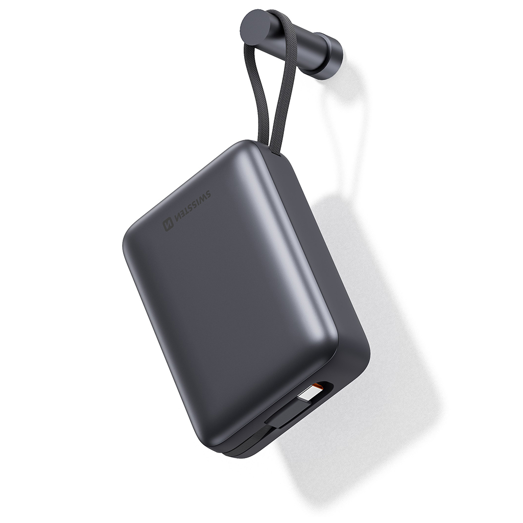 Батарея універсальна SWISSTEN 20000mAh SPACE 22/5W PD QC w/built-in cables USB-C/LIGHTNING Silver (8595217490598) - зображення 4