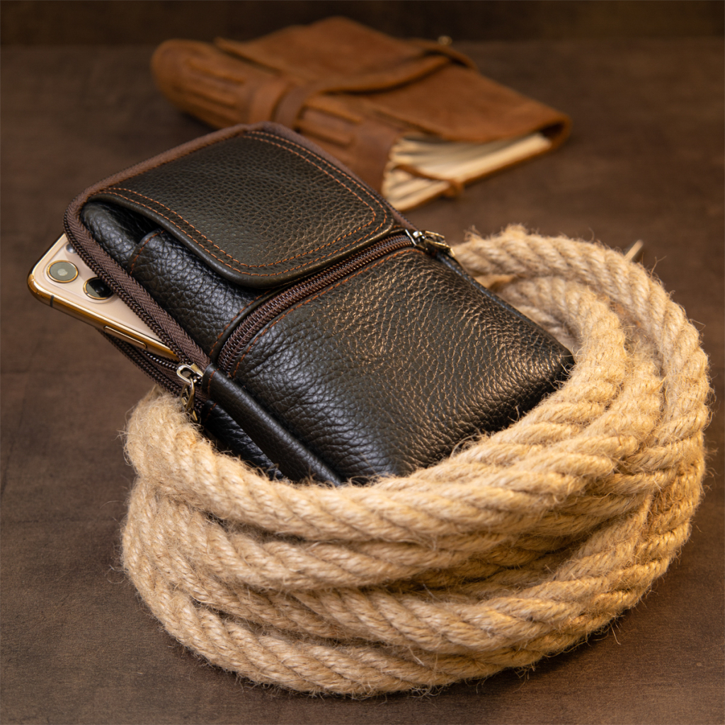 Сумка Vintage Унісекс на пояс на два відділення Коричнева (20427) - зображення 9