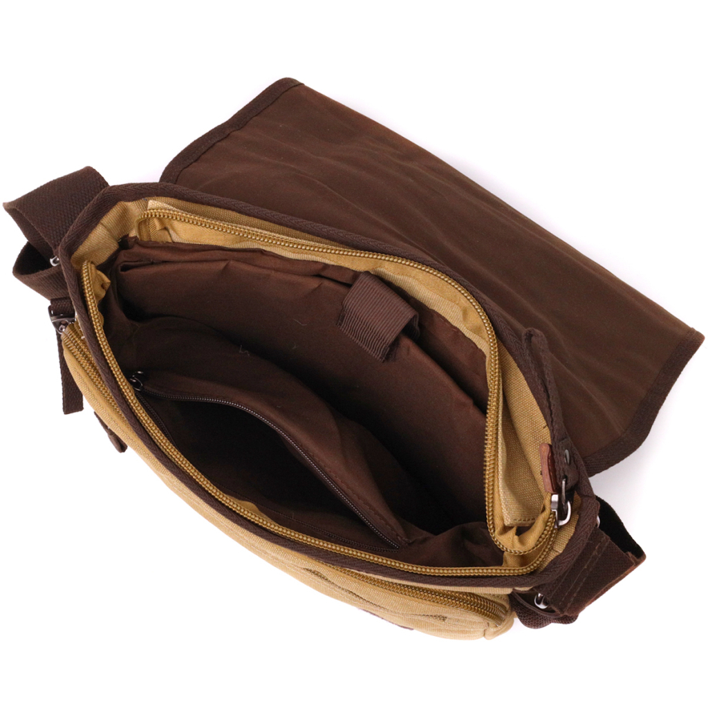 Сумка Vintage Через плече з щільного текстилю Пісочна (22202) - зображення 6