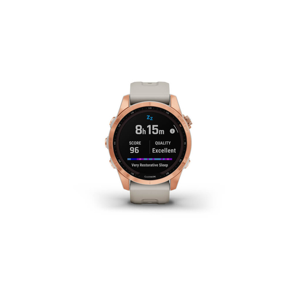 Смарт-годинник Garmin fenix 7S Sol, Rose Gold w/ Light Sand Band, GPS (010-02539-11) - изображение 9