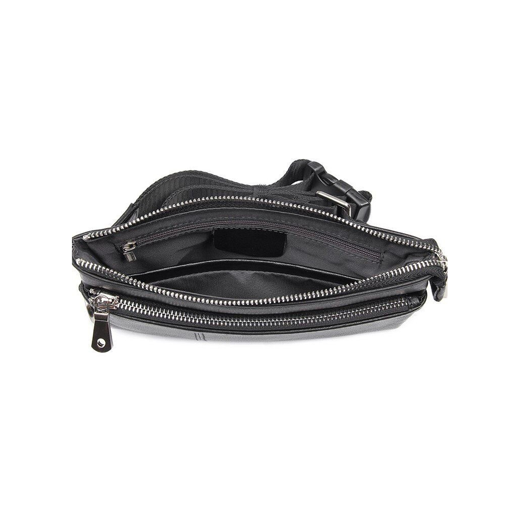 Сумка Vintage Поясна зерниста шкіряна Чорна (14976) - зображення 7