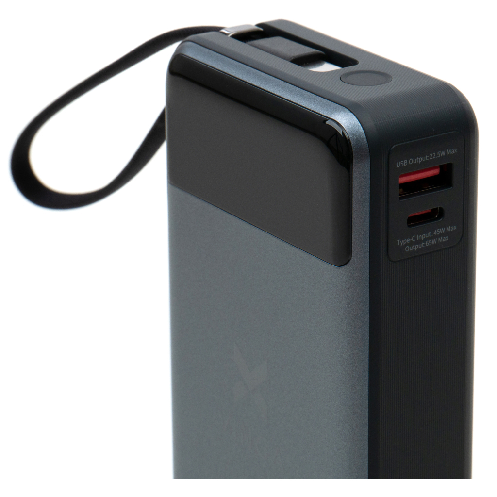 Батарея універсальна Vinga 20000 mAh 65W Display USB-C Cable Grey (VPBB2065C) - зображення 6