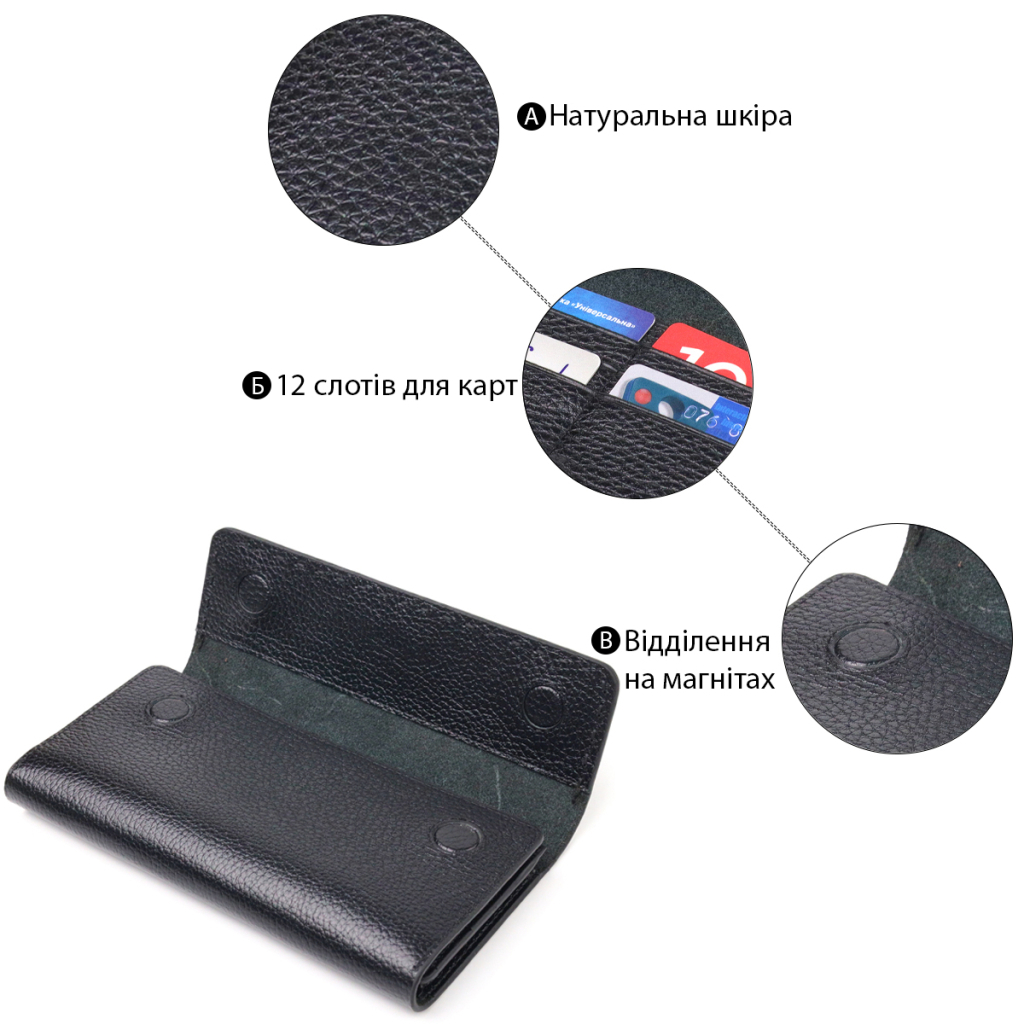 Гаманець Canpellini З натуральної шкіри Чорний (21662) - зображення 4