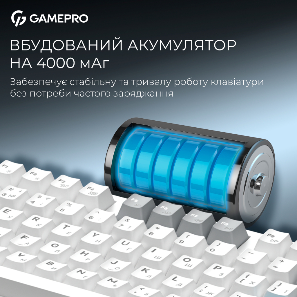Клавіатура GamePro Asgard Ragnar Wireless/Bluetooth/USB UA White (MK285WH) - зображення 10